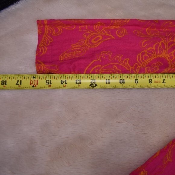 J McLaughlin Hot Pink Paisley Blouse Small V Neck Cotton Boho Tunic Top - Picture 13 of 15